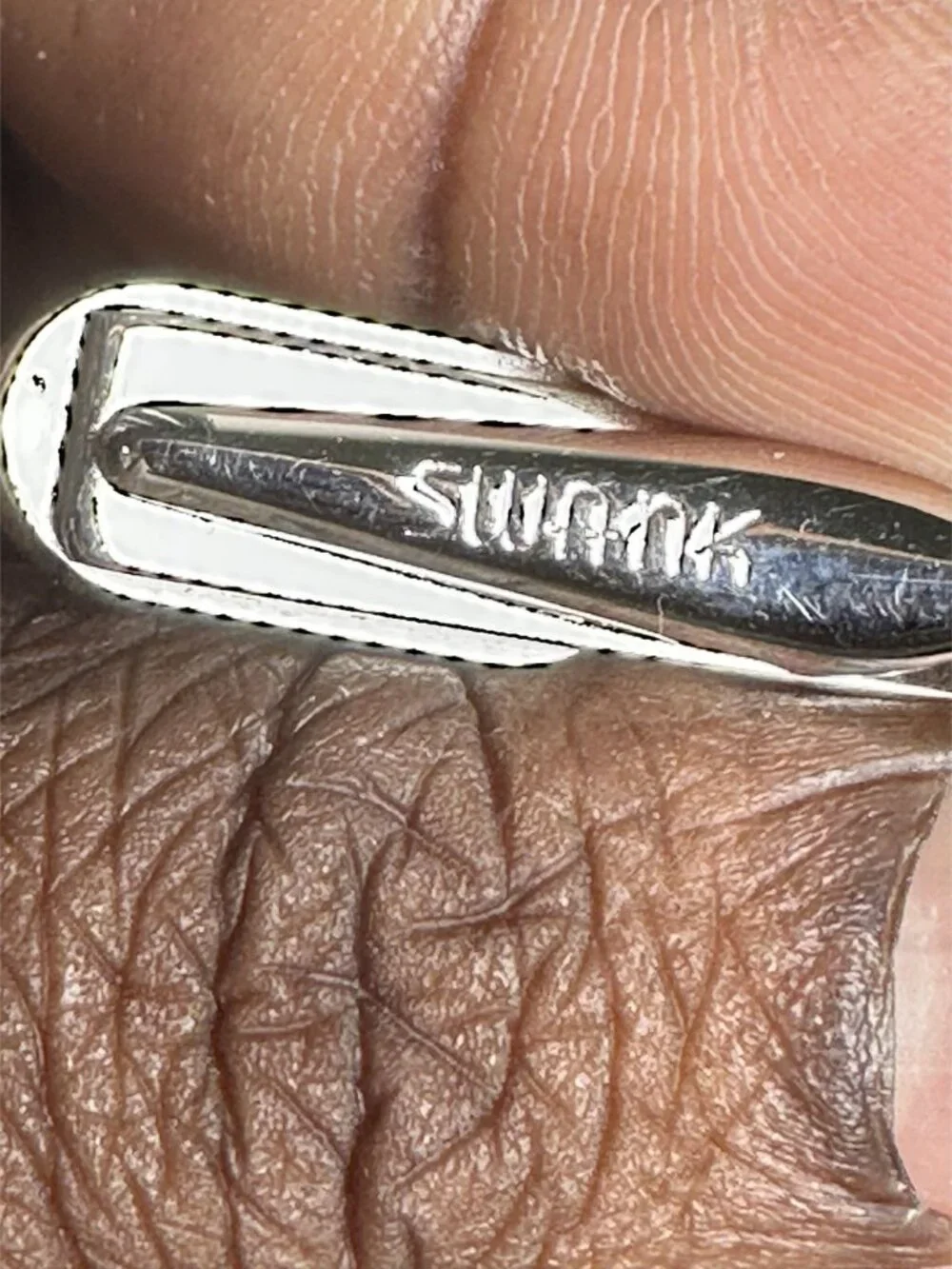 Vintage Swank Silver Tone Tie Clip Black Stone Minimal Mid Century
